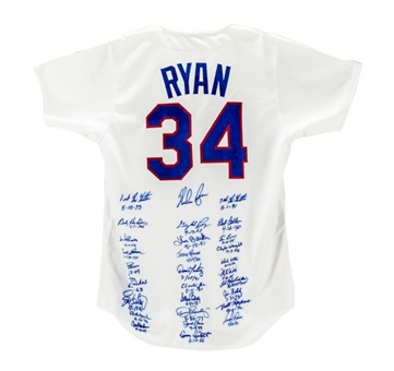 Nolan Ryan Texas Rangers Jersey Signed By Ryan and 20+ No-Hit Pitchers